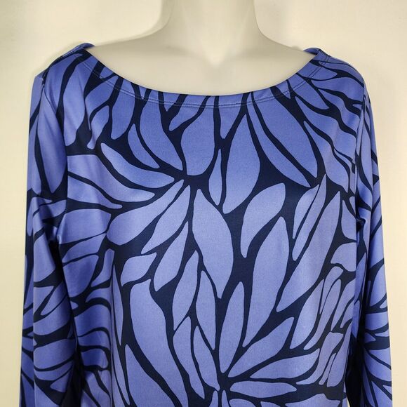 Vineyard Vines Top Womens Medium Blue Bloom Sankaty Boat Neck UPF Protection - Picture 3 of 9